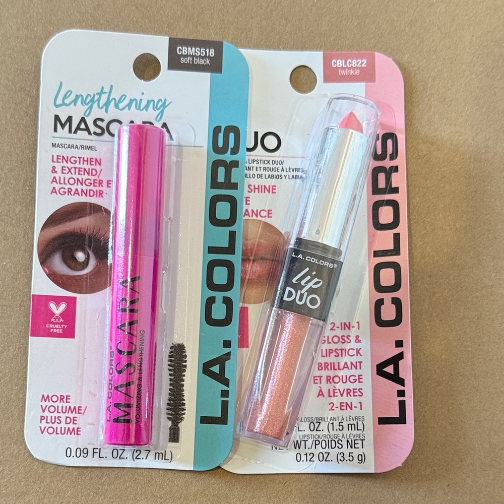 L.A. Colors Lengthening Mascara and Lip Duo - Soft Black and Twinkle